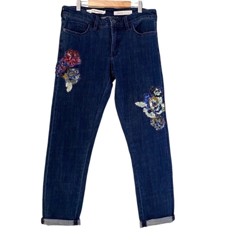 Pilcro & the Letterpress Sequin Slim Boyfriend Jeans Womens 29 by Anthropologie